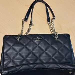 Kate Spade Black Quilted Shoulder Bag with Gold Chains